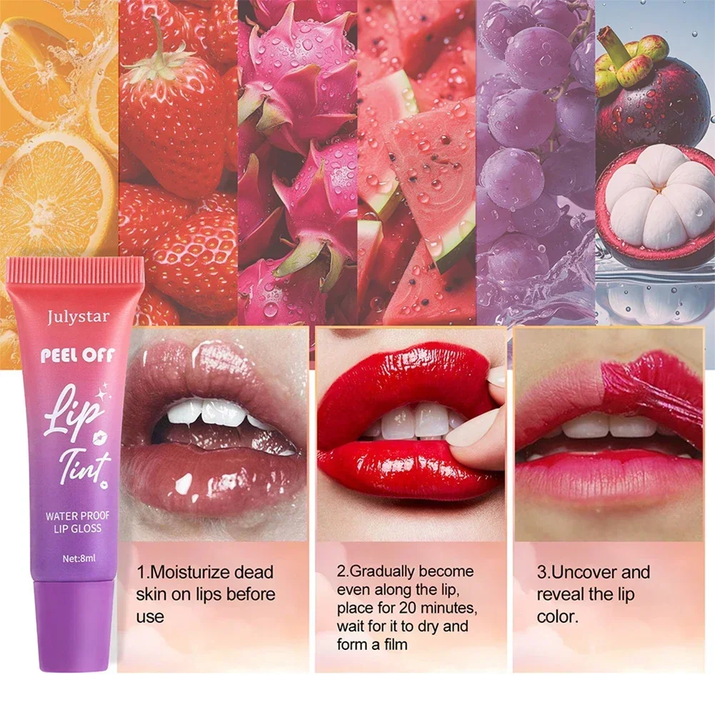 Peel Off Lip Stain, Wodoodporny Matowy Tint do Ust i Konturówka, Długotrwały Efekt Tatuażu, Odporny na Rozmazywanie Błyszczyk do Ust z Efektem Zrywania, Trwały