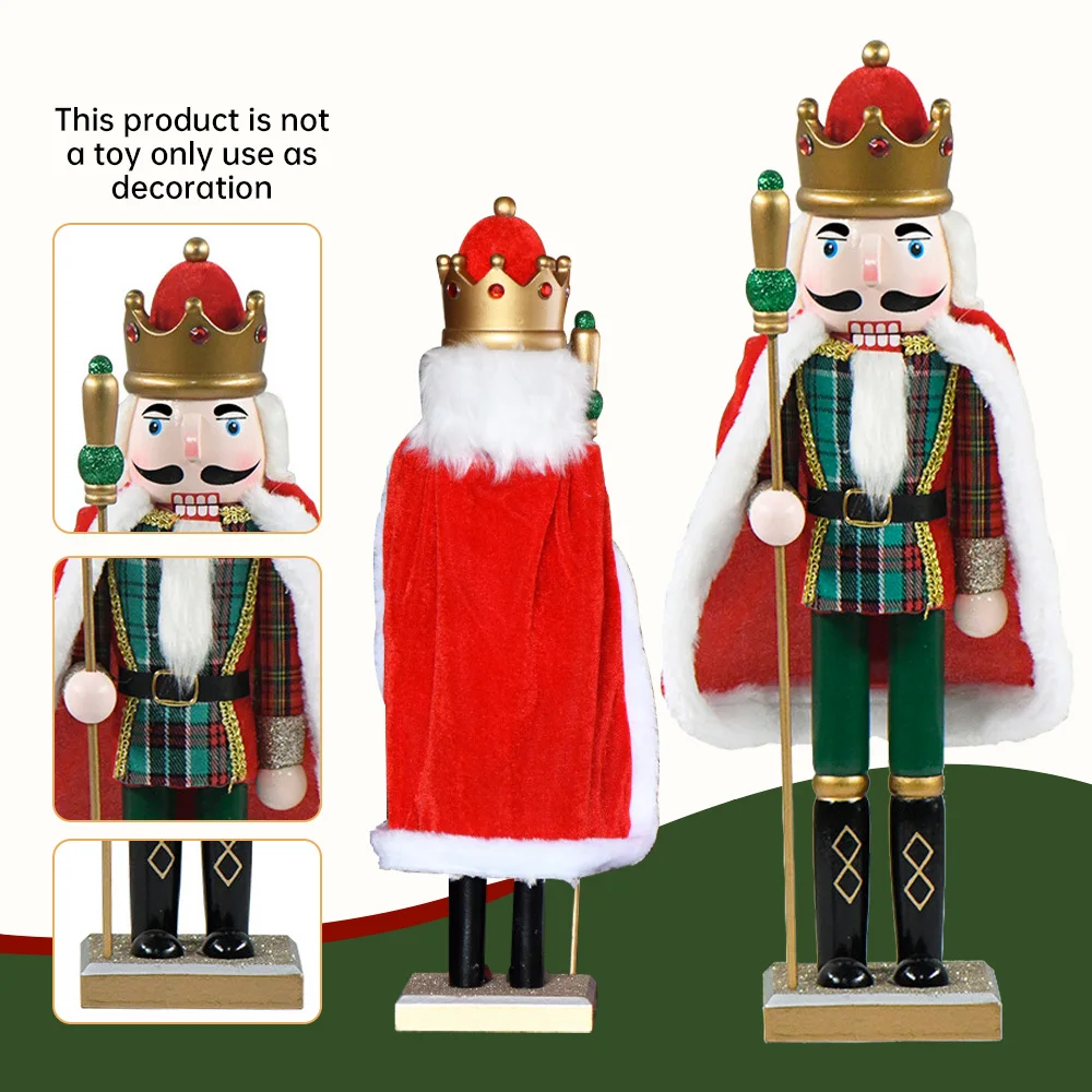 50cm Nutcracker Figurine Cloak King Puppet Handicrafts Ornament Decoration Exquisite Gifts for New Year Christmas Party