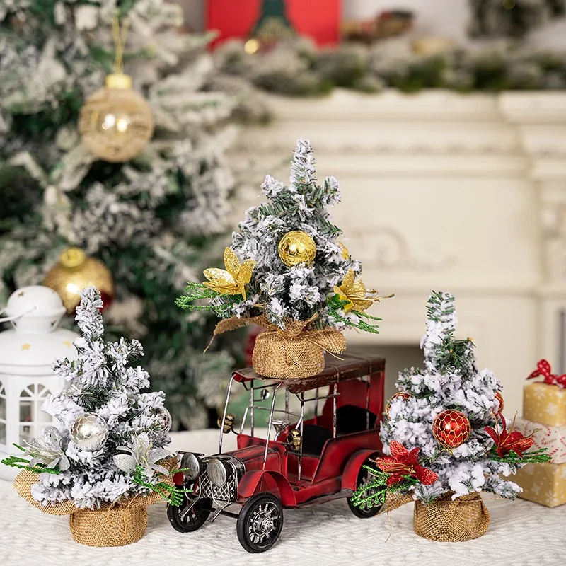 Christmas Decorations Home Atmosphere Ornaments Artificial Snow Christmas Tree Table Decor Figurines for Indoor Holiday Layout