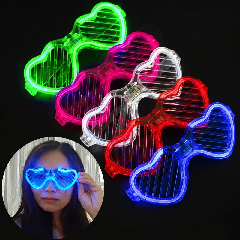 

Creative Fun LED Glowing Glasses Funny Cute Love Blinds Flash Glasses Children's Toy Adult Holiday Party Bar Event Supplies Gift