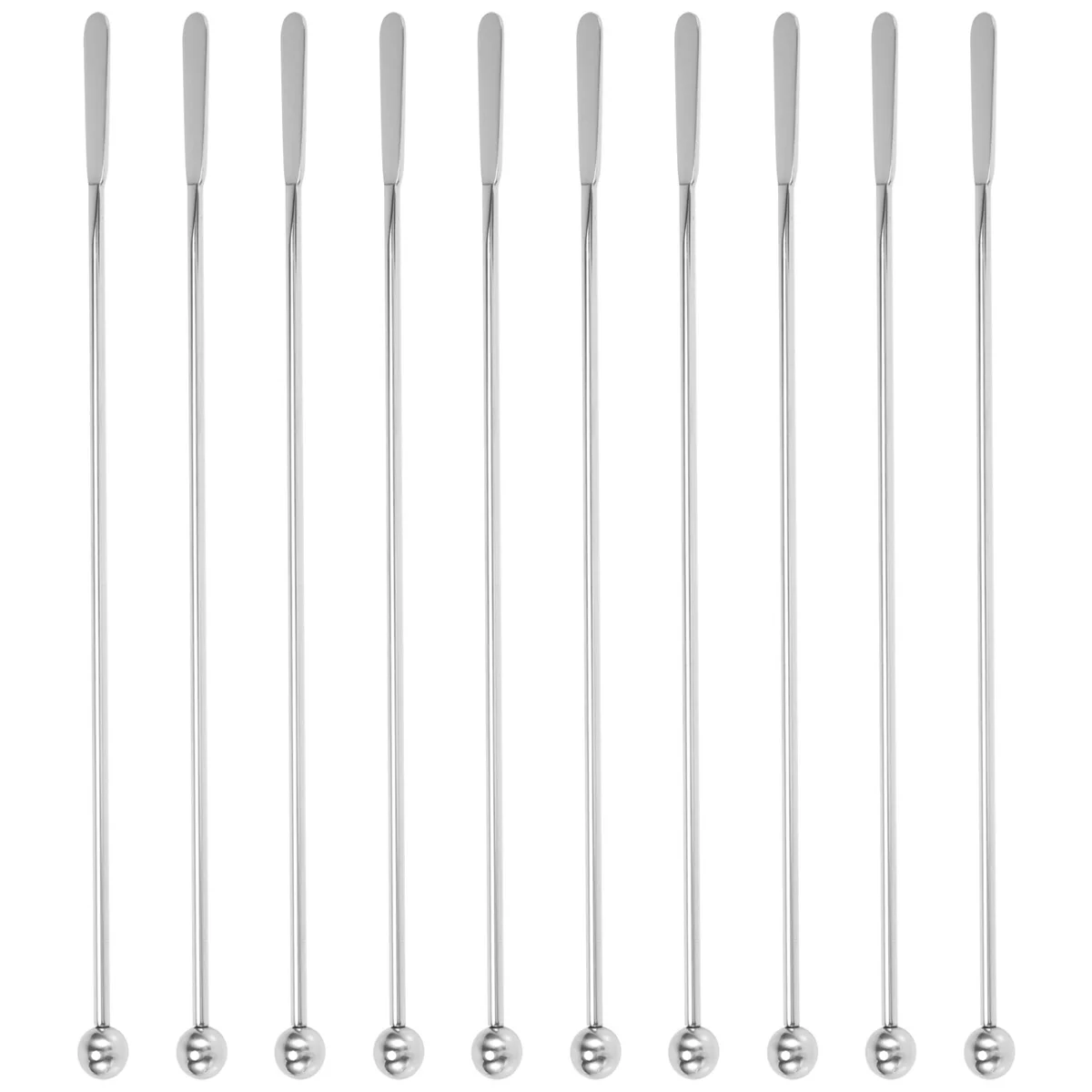 10pcs Swizzle Sticks Metal - Stainless Steel Mixing Cocktail Coffee Stirrers for Wine Juice 7.5 inch, 10Pieces