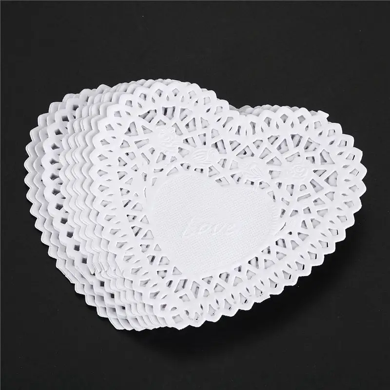 DTA5 300pcs 4 Inch White Heart Shape Paper Lace Doilies for Cardmaking Scrapbooking Wedding Decoration
