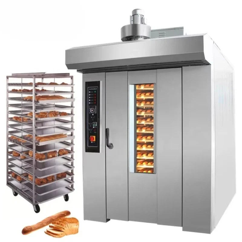 Diesel Electric Industrial Rotary Oven for Bakery Sale Bread Baking,Italy Commercial 8 16 32 64 Trays Rack Rotary Oven