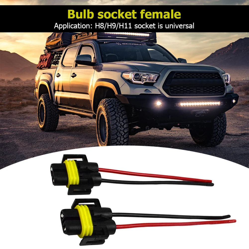 2pcs Wiring Harness Socket 12-24V H8/H9/H11 Headlights Lamp Sockets Adapter Auto Accessories Replacement for Headlight Fog Light