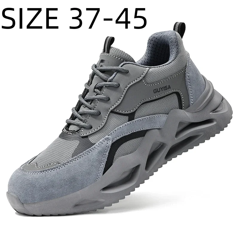 GUYISA Men Safety Shoes Anti Puncture Anti Impact Lightweight Wear Resistant Breathable Soft Work Security Sneakers Size 37-45