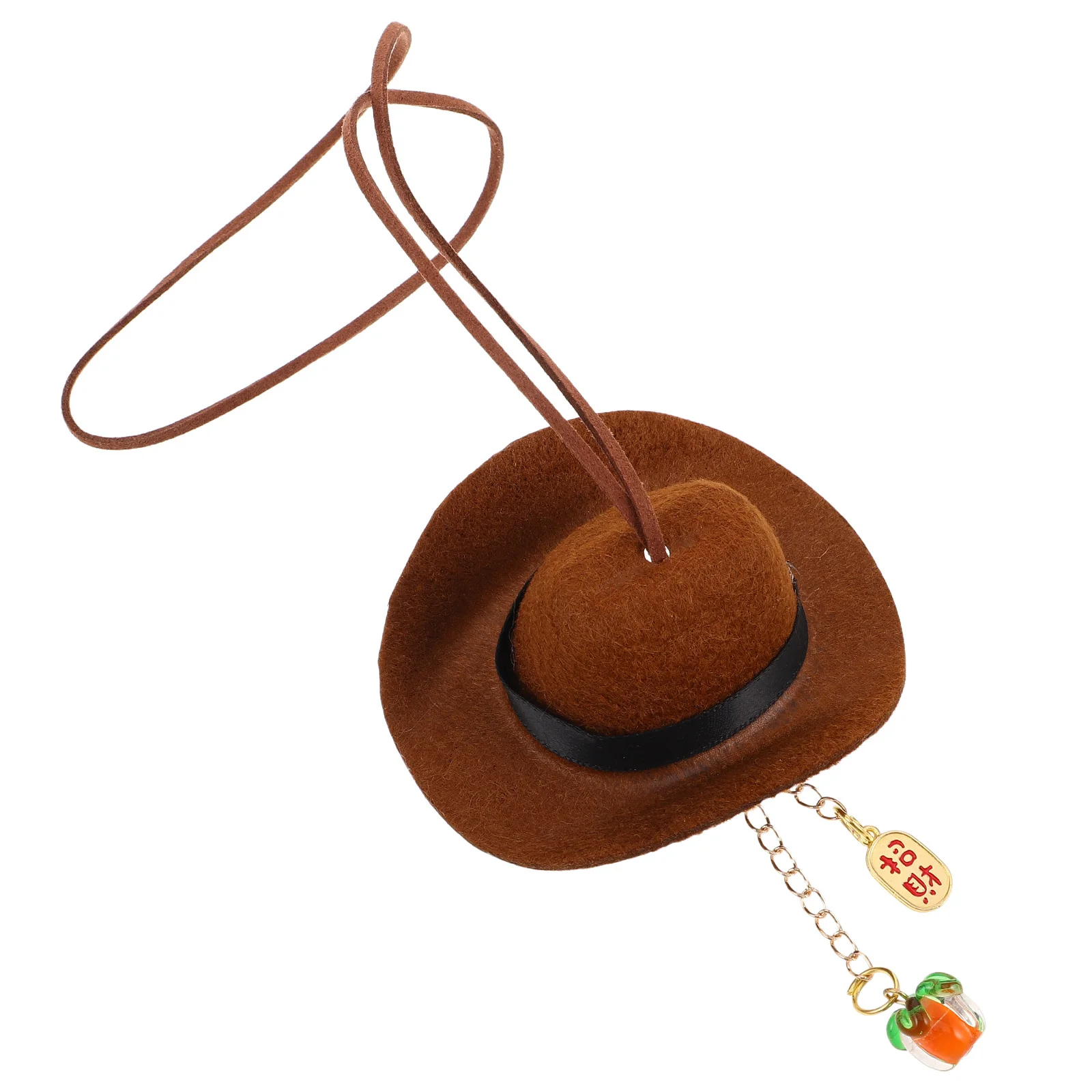

Tibetan Cowboy Hat Car Hanging Ornament Retro Country Mirror Charm Pendant Auto Interior Decoration Accessories Felt Hat