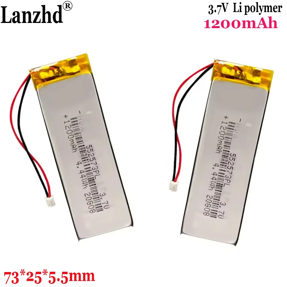 1-15pcs Light bar battery 552573 Polymer lithium battery 1200mAh 3.7V Cabinet wardrobe LED light Bluetooth speaker