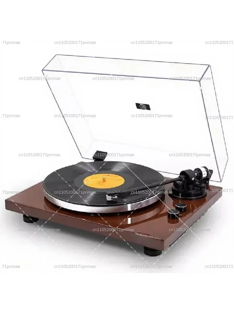 Professional Dynamic Magnetic Bluetooth Turntable HiFi Record Player with Built-in Speakers Black Wood Grain Vinyl Included