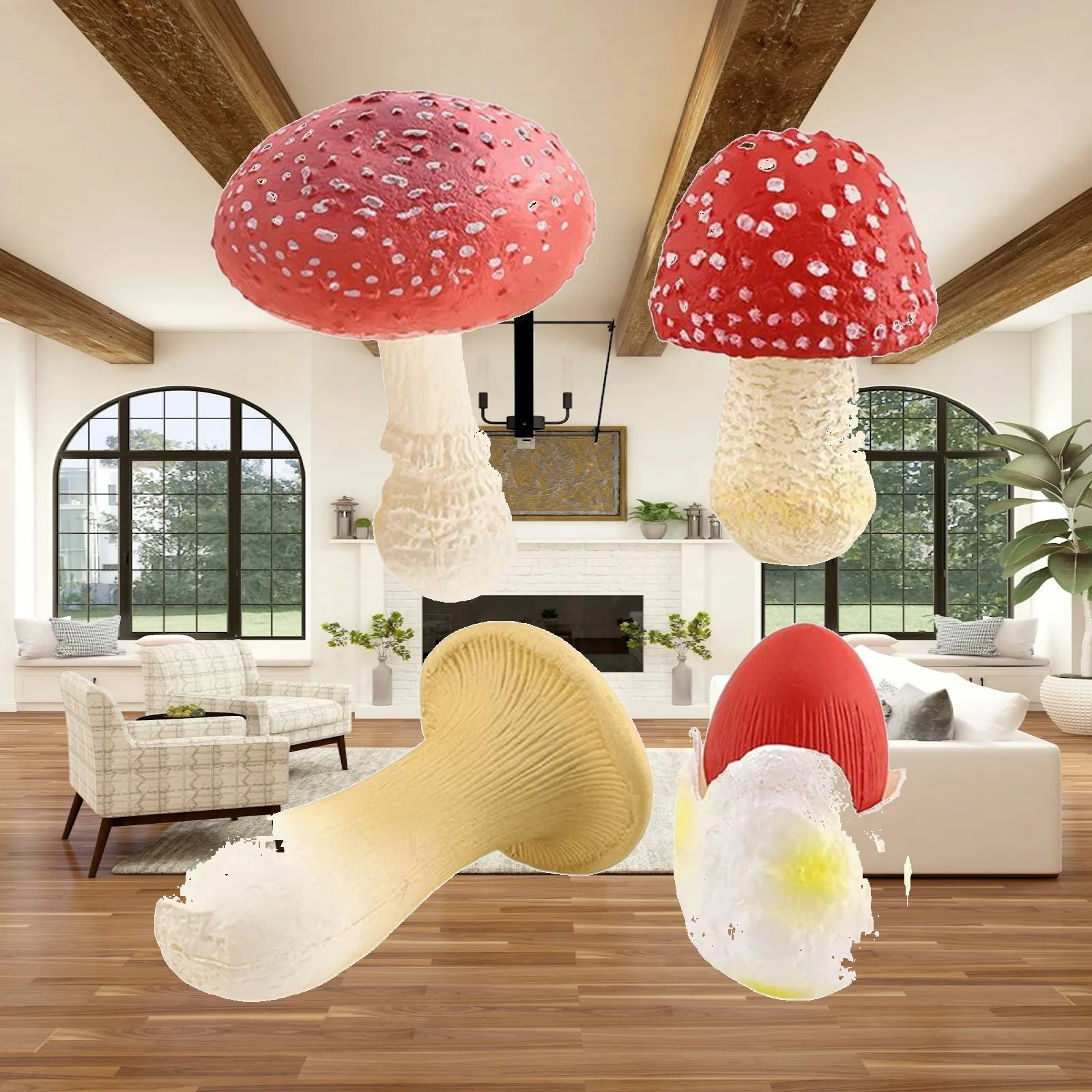 4x Mushroom Model Cognition Toy Learning Activities Props Figurines for Scene Layouts Sand Table Scene Kindergarten Toddlers