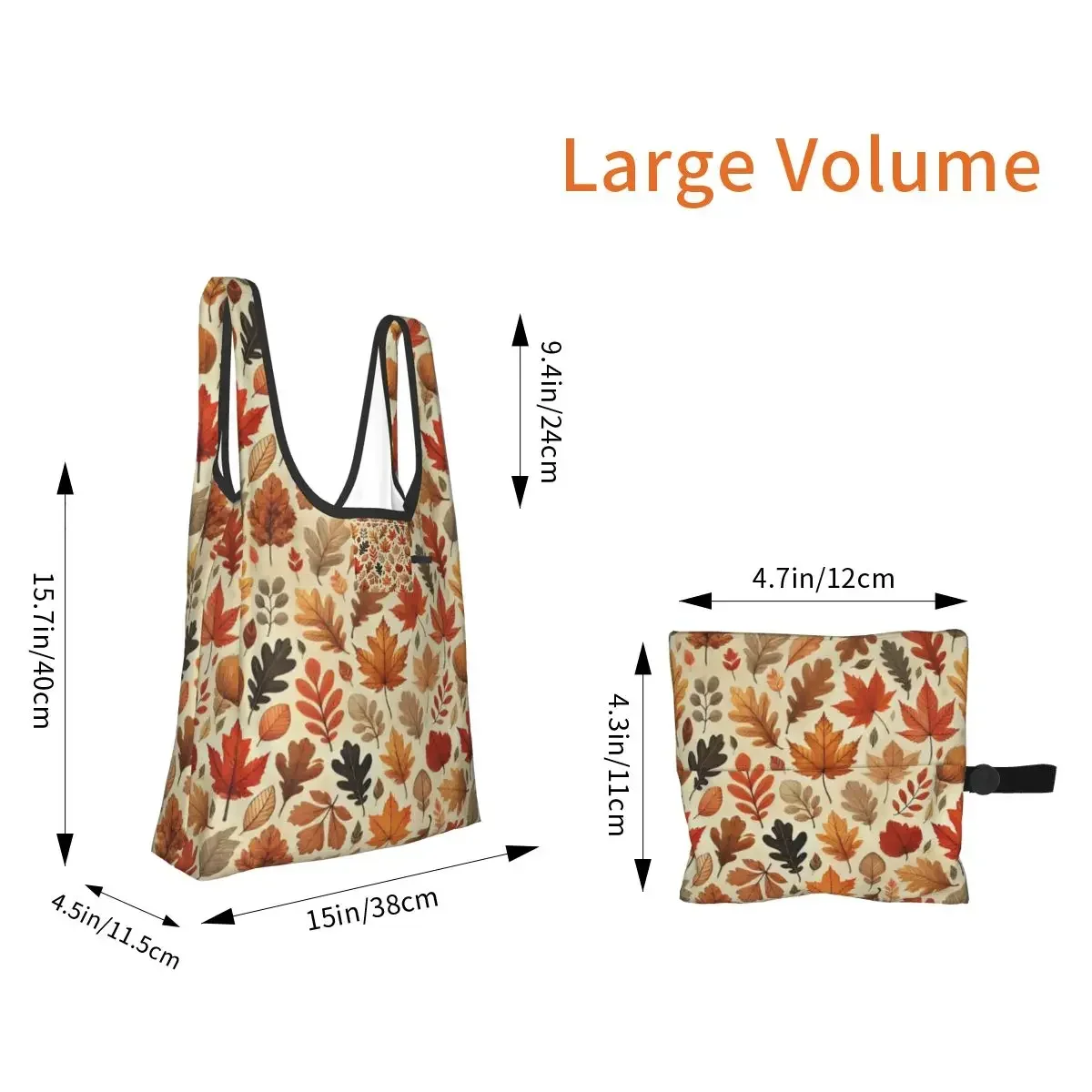 Autumn Leaves Shopping Bag Portable Tote Bags Foldable Shoulder Shopper Bag Grocery Handbag