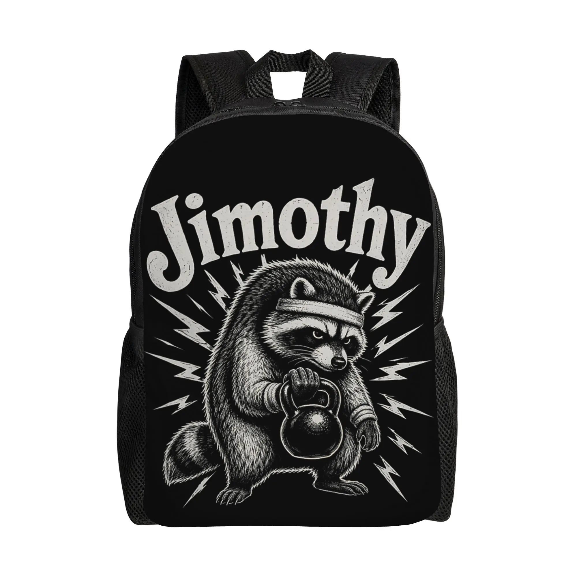 Jimothy Kettlebell Raccoon Funny Exercise Workout Meme Backpack  University Backpacks Women Men High Quality High School Bags
