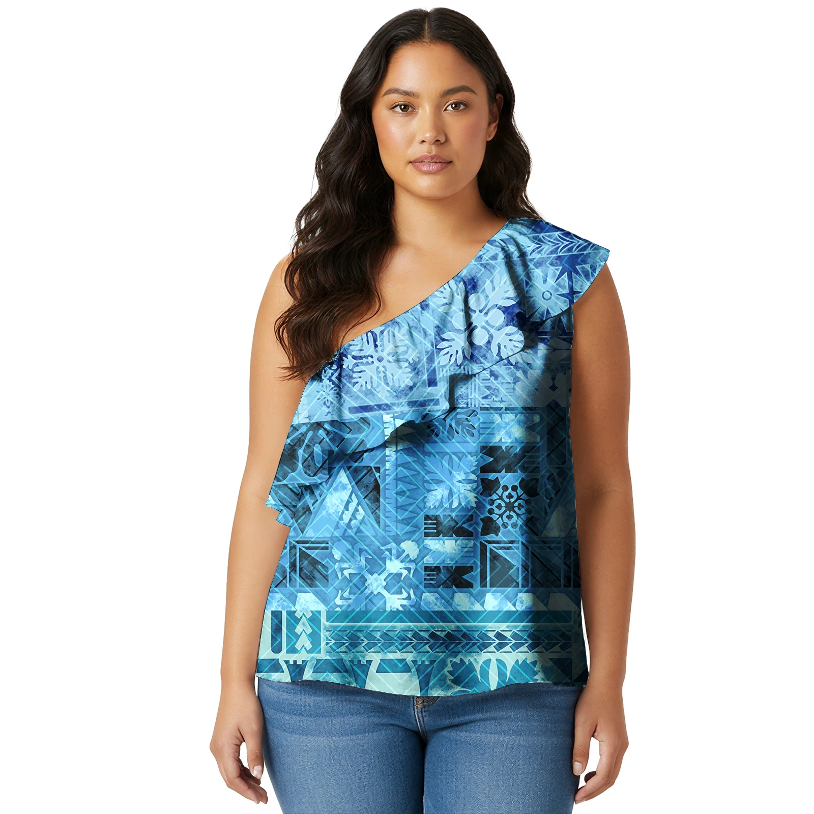 Hawaiian Floral Blouses Polynesian Tribal Printing Vintage Women Top Custom Logo Fiji Tonga Female Beach Sexy Club Casual Top