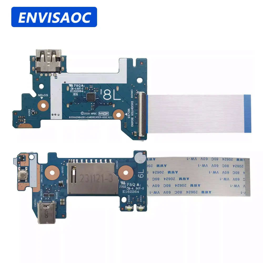 Placa de Botão de Energia USB Tipo-C OEM para Notebooks HP 14-CK, 14-CM, 14-CR, 14-CF, 14-DP, 14-DG, 14-DK, 14-DF, 240 G7, 245, 246 G7