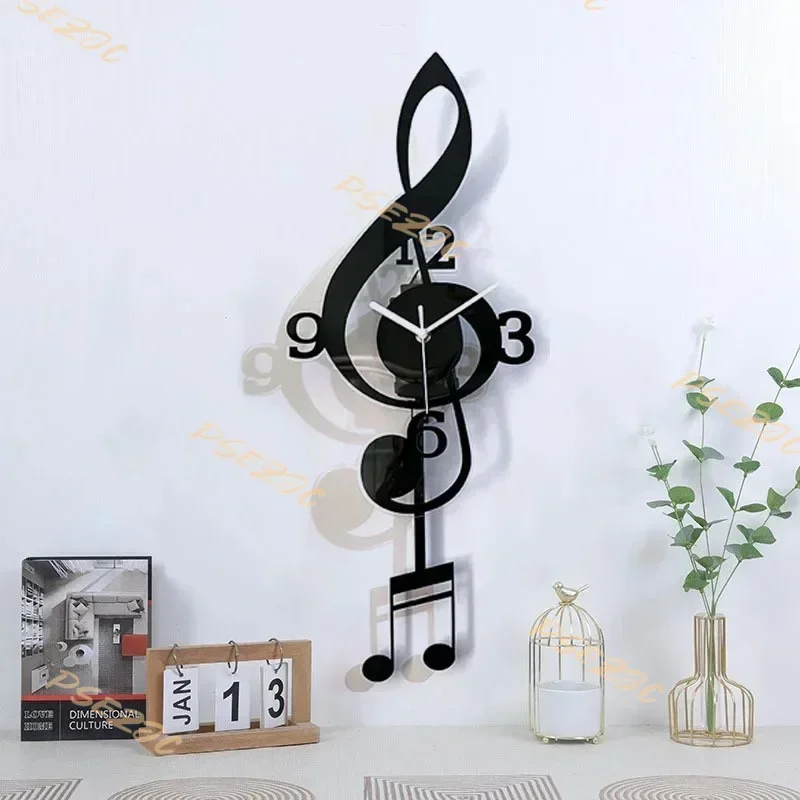 Creative and Fashionable Living Room Music Symbol Pendulum Wall Clock Modern Design Silent Home Decoration