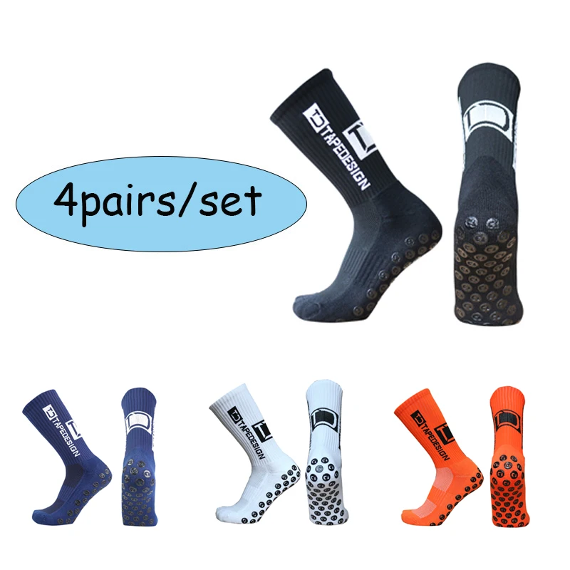 

4pairs/set TD Men Women Football Socks Silicone Non-slip Soccer Socks