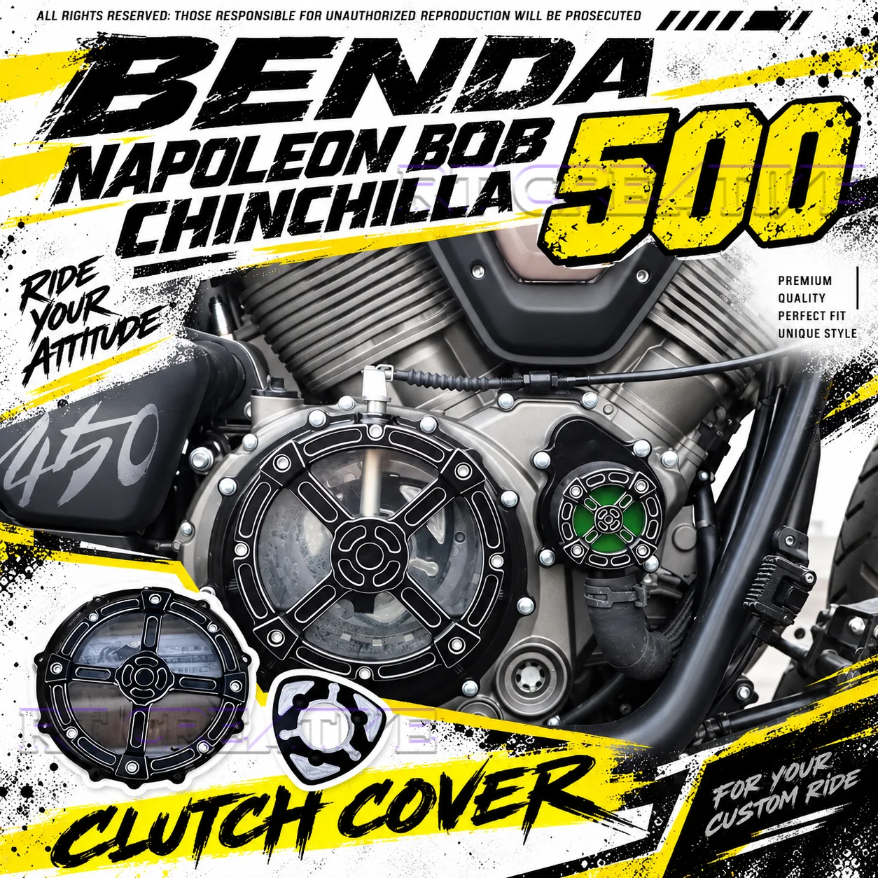 Modified Transparent Clutch Cover Water Pump Shell Instrument Panel Cover Motorcycle Kit For BENDA Napoleonbob 500