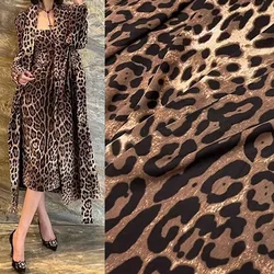 Europe And America Fashion Leopard Printed Imitate Silk Satin Or Thin chiffon Fabric For WomanDress Blouse Handmade DIY Cloth