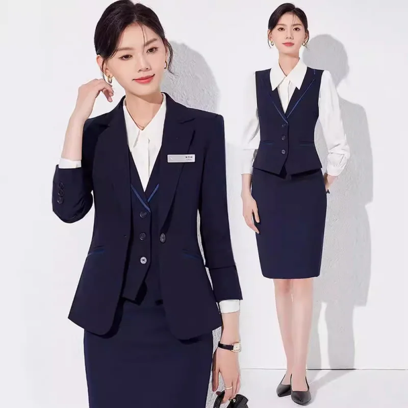 Autumn and Winter New Interview Suit Suit plus Size Women's Clothing Hotel Front Desk Attendant Workwear Business Apparel Work C