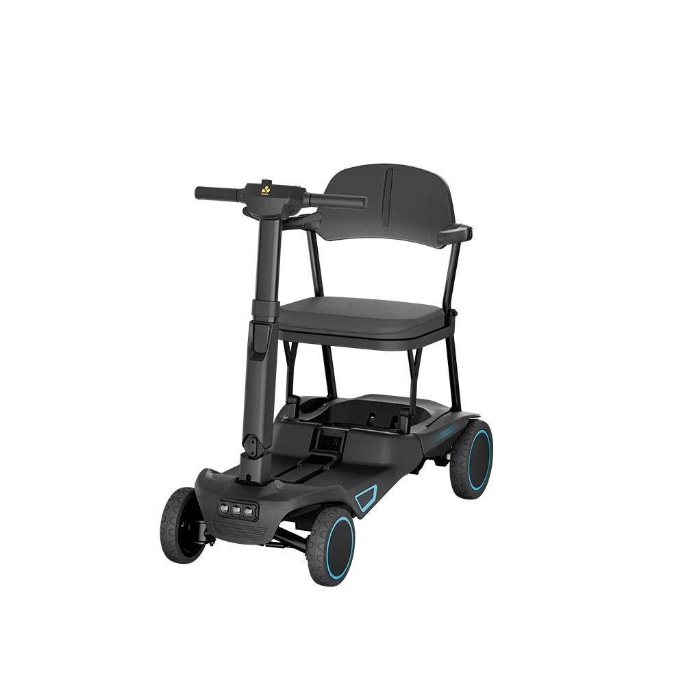 4-Wheel Foldable Electric Mobility Scooter LED Display Anti-Rollover Wheels Aluminum Alloy Frame 120kg Capacity Brushless Motor