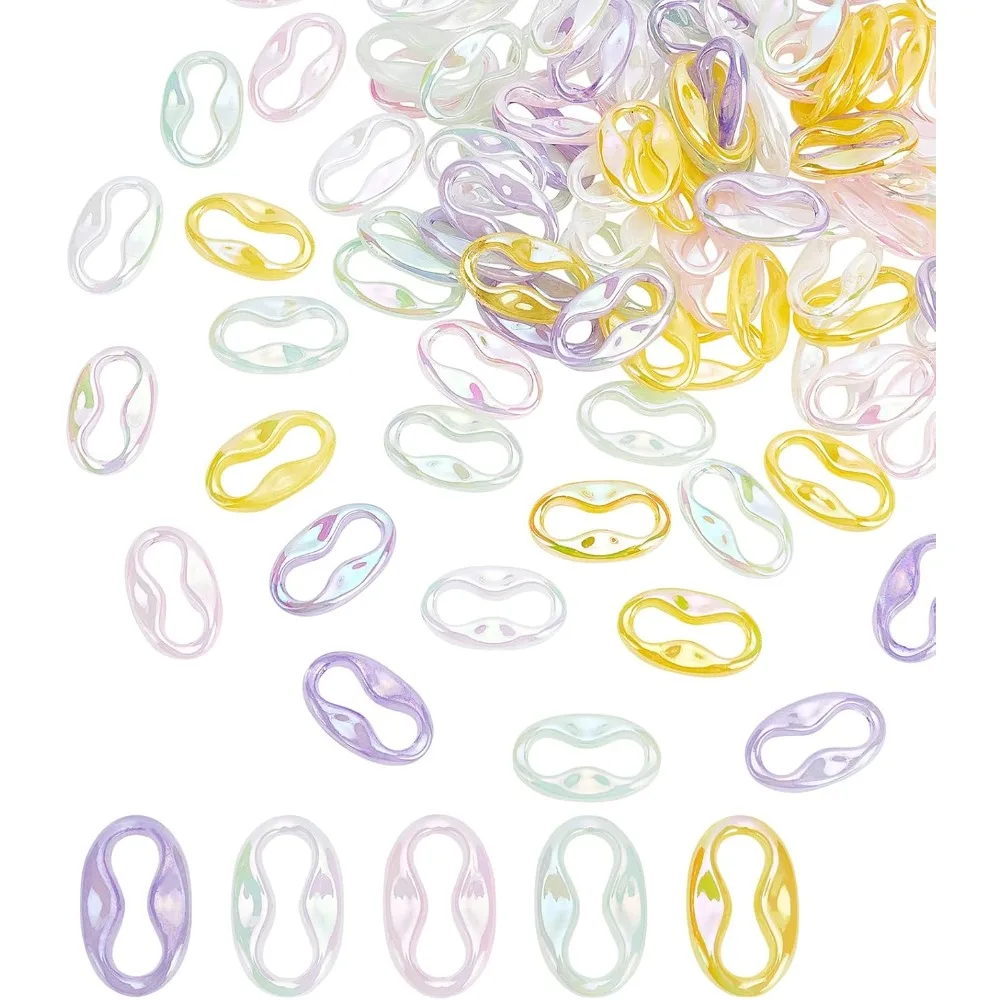 

1Set Acrylic Linking Rings 100pcs 5 Colors Bag Keychain Rings Rainbow Color Purse Shoe Chain Links Closed Link Connectors