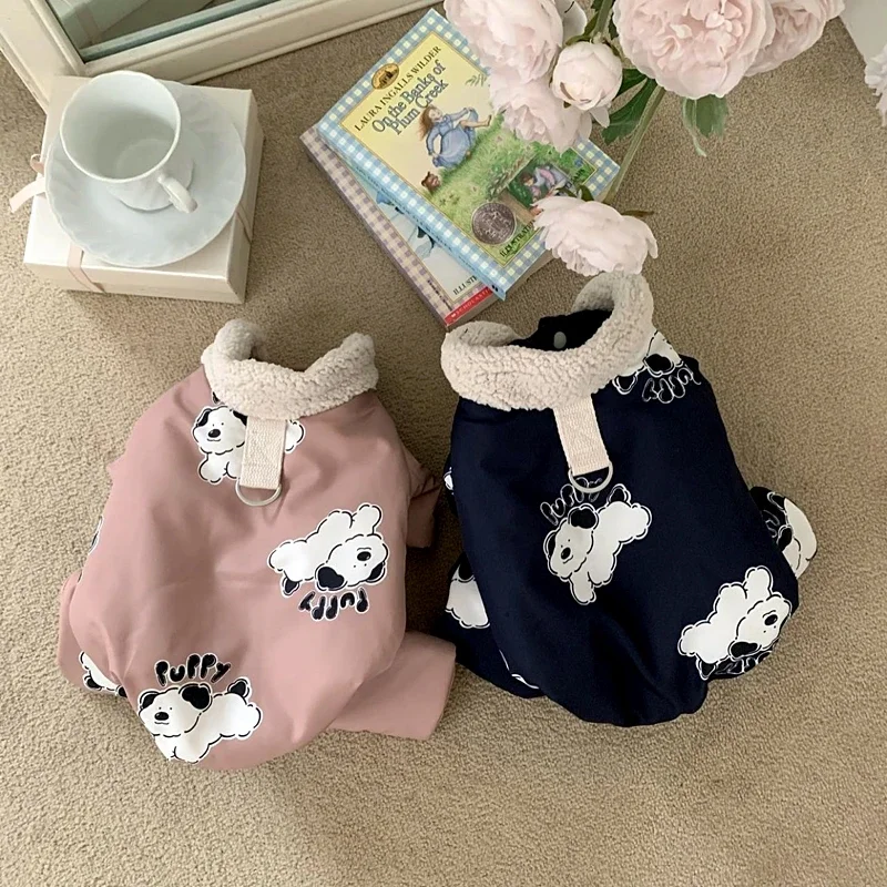 Cute Warm Pet Dog Clothes Four-legged Cotton Coat Teddy Winter Clothes Cat Small Dog Thickening Jumpsuits Puppy Suit Jackets