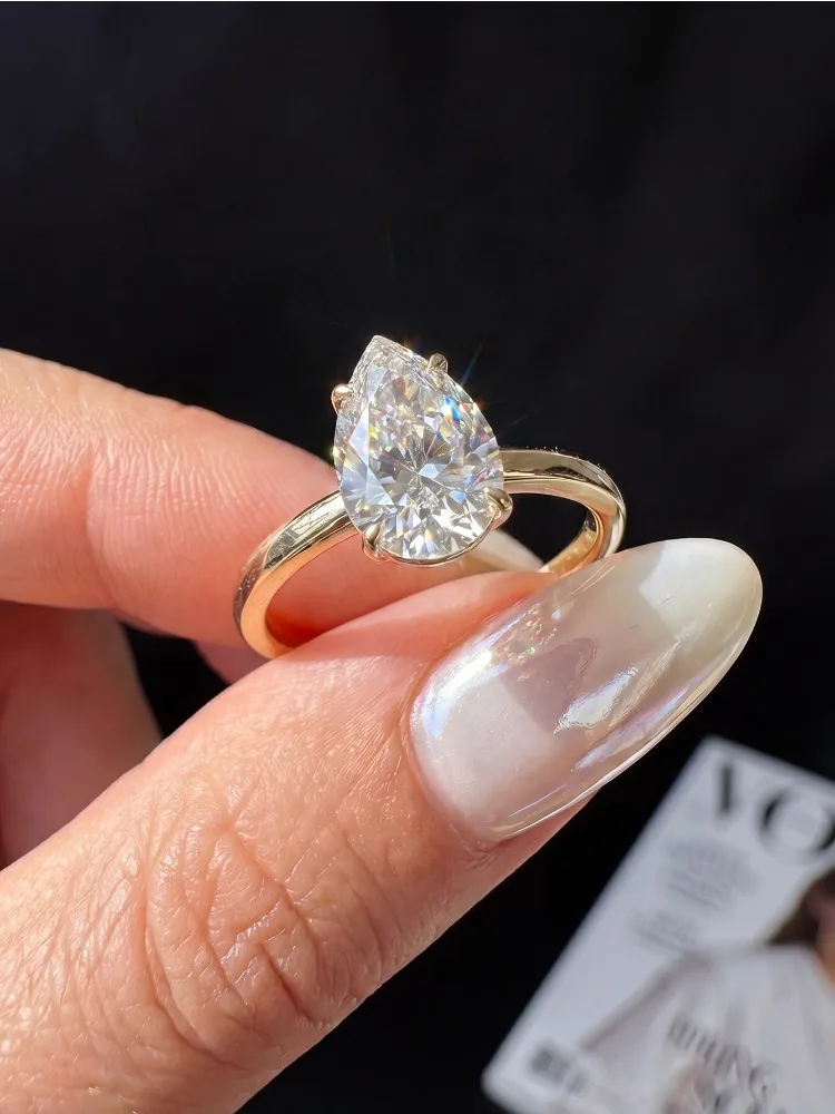 925 Sterling Silver 1CT Moissanite Diamond Luxury WaterDrop Ring For Women Engagement Wedding High Quality Fine Jewelry