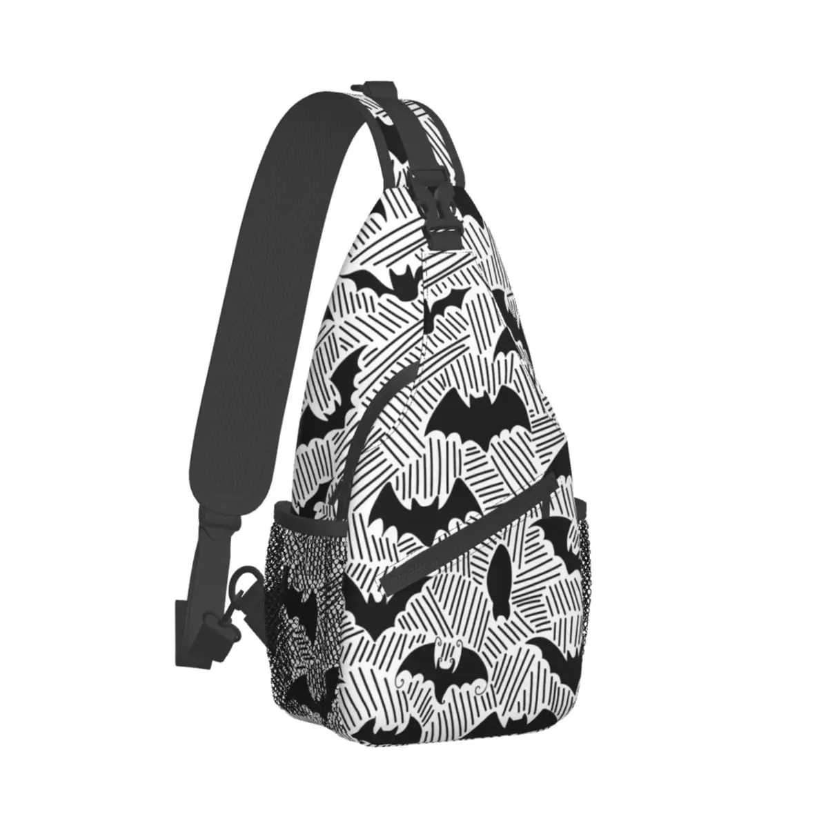 

Doodle Bats Crossbody Chest Bags Halloween Pockets Travel Pack Messenger Sports Teens Shoulder Bag Unisex