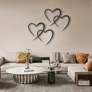 one-Piece Metal Heart Wall Decorations, Two-Piece Infinite Love Metal Art, Couple Decoration, Valentine's Day Decoration, Weddin