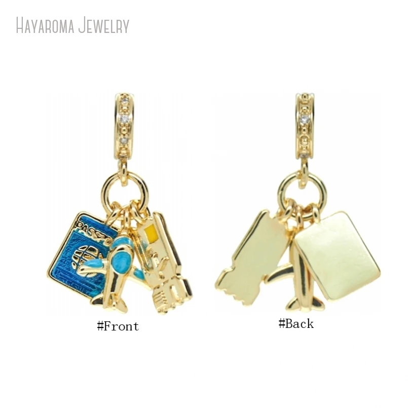

10Pcs Pendant Gold Color Wholesale Geometric Airplane Copper Metal Enamel Jewelry Charms