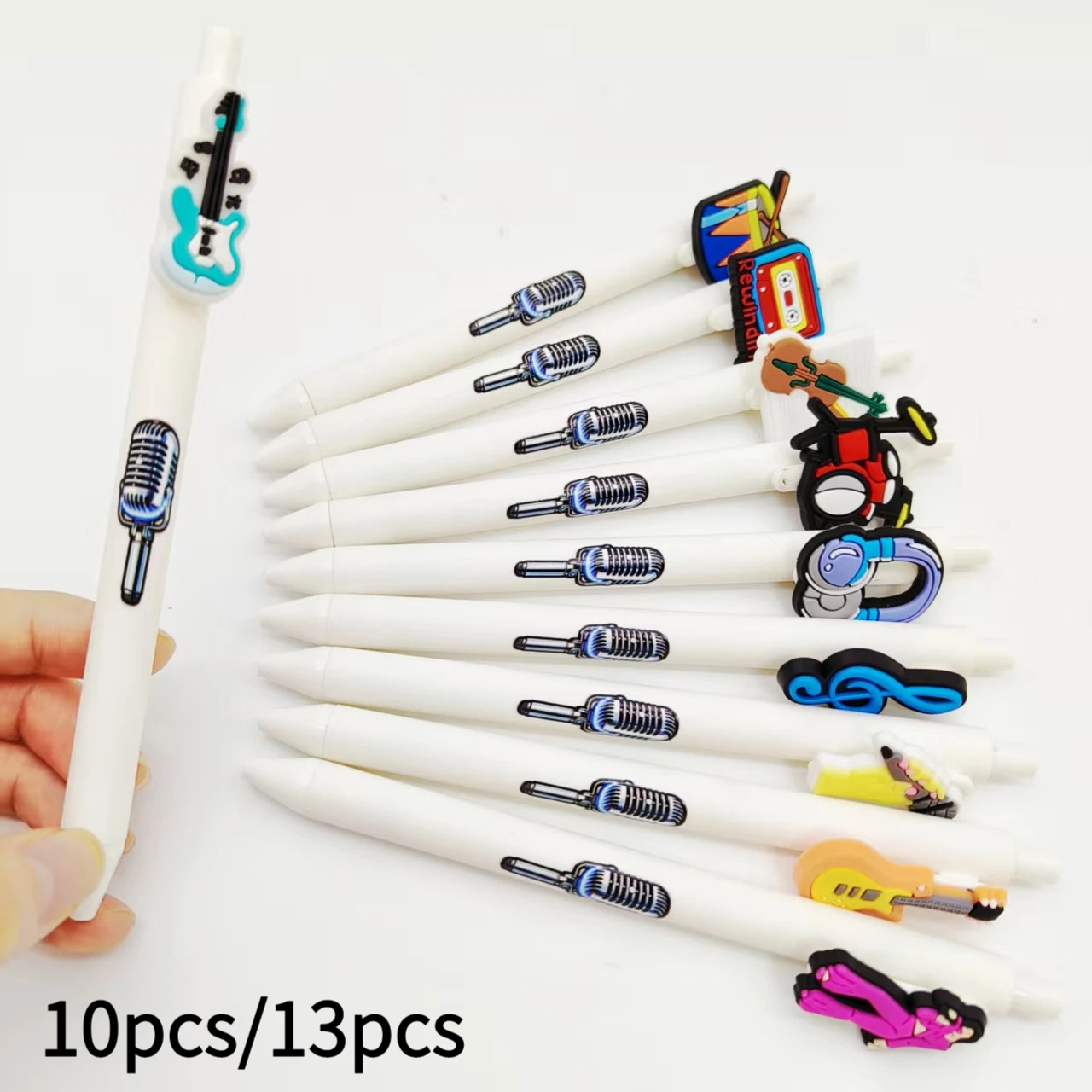 10pcs/13pcs musical instrument music theme patch printed ballpoint pen white series gel pen gift ballpoint pen