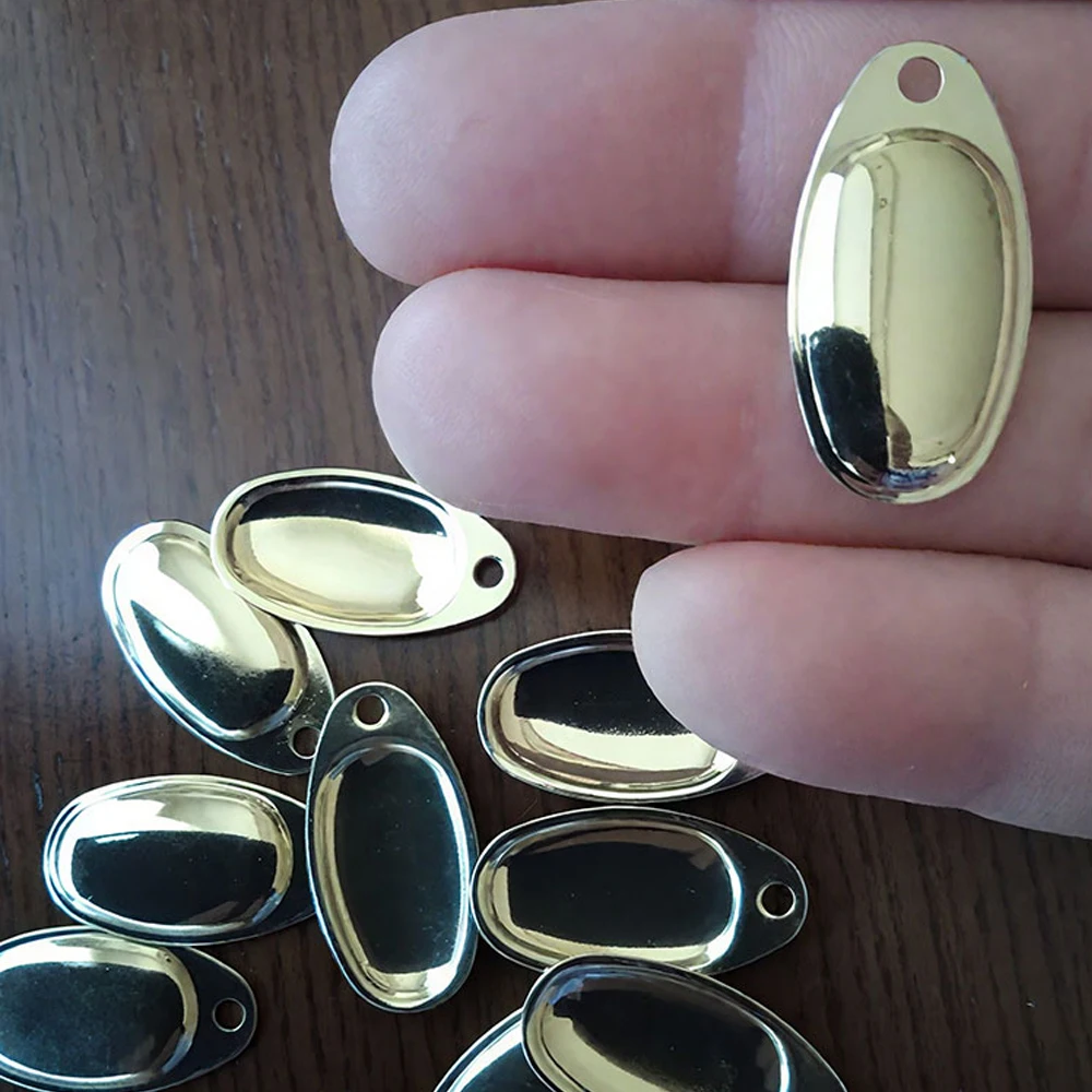 10pcs Metal Copper Rotating Spinner Fishing Lure DIY Spoon Hard Bait Minnow Vibration Rings Blades Smooth Plaice 23mm 26mm