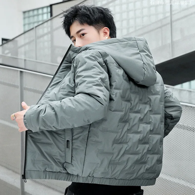 2023 Korean Men's Cotton Jacket Fall and Winter Jacket Handsome New Thickened Down Cotton Jacket Hooded Cotton Jacket