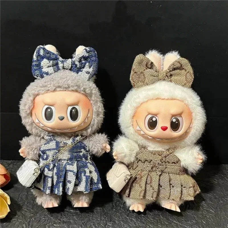 ชุดเสื้อผ้าหรูหราสไตล์เรโทรสำหรับตุ๊กตา Labubu ประกอบด้วยกางเกงเอี๊ยม กระเป๋าสะพาย รองเท้า ชุด V1 V2 V3 อุปกรณ์เสริมสำหรับงานปาร์ตี้ ของขวัญ