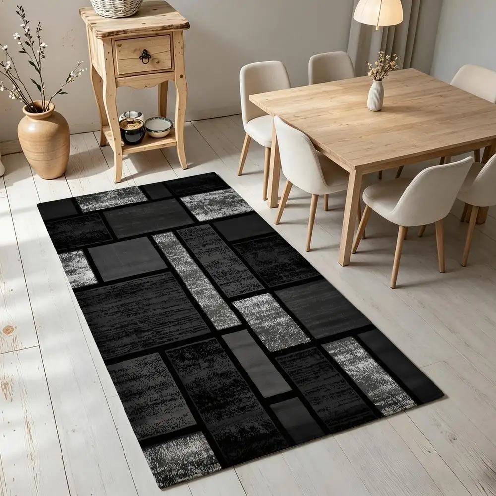 2D 1 piece soft, comfortable, easy to care, machine washable indoor carpet for modern geometric style home decor, suitable for under dining table, living room, bedroom, entryway, hallway, office floor