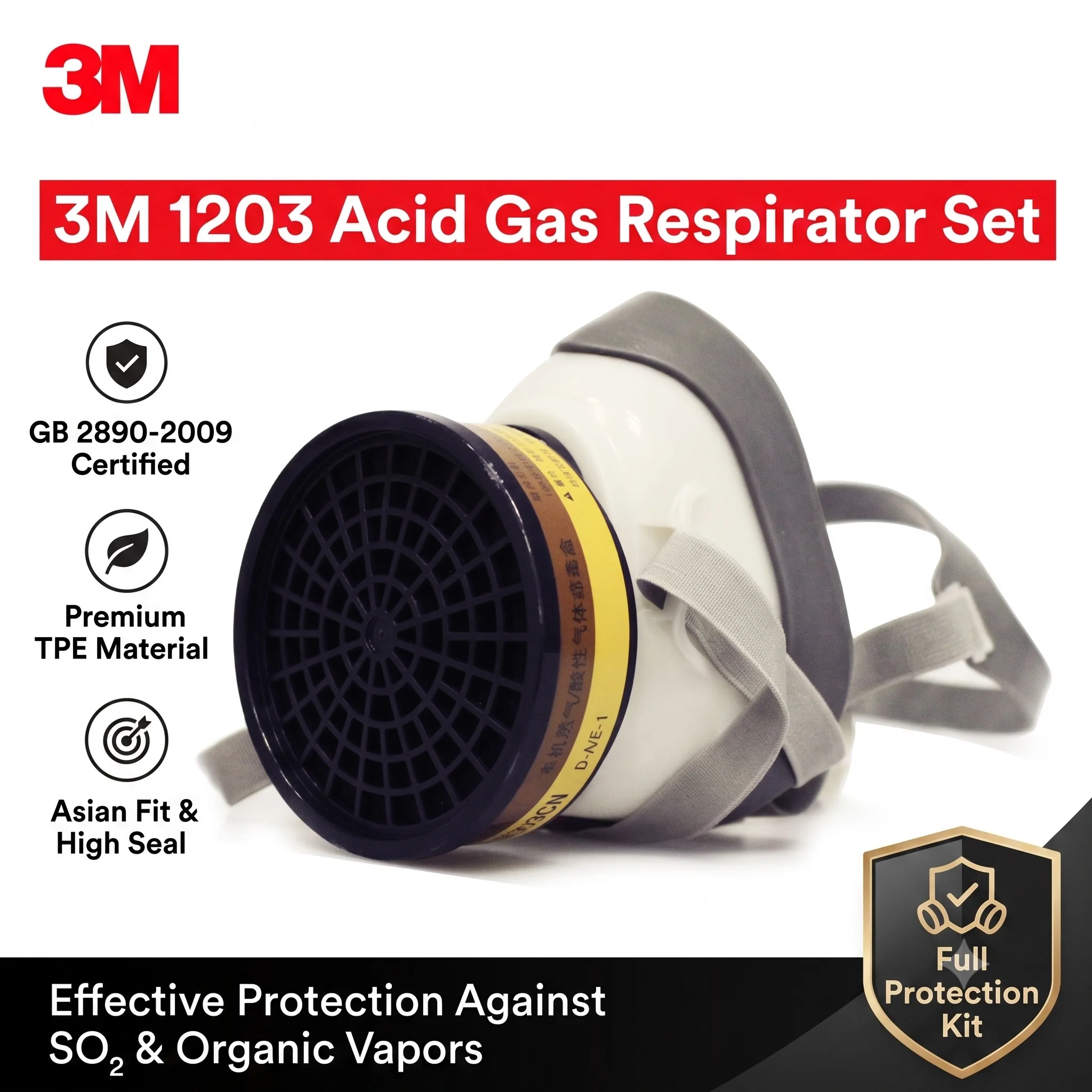 3M 1203 Originales Half Mask Gas Face Respirator Single Filter Paint Airbrush Spraying For Resin Respiratory Protection Working