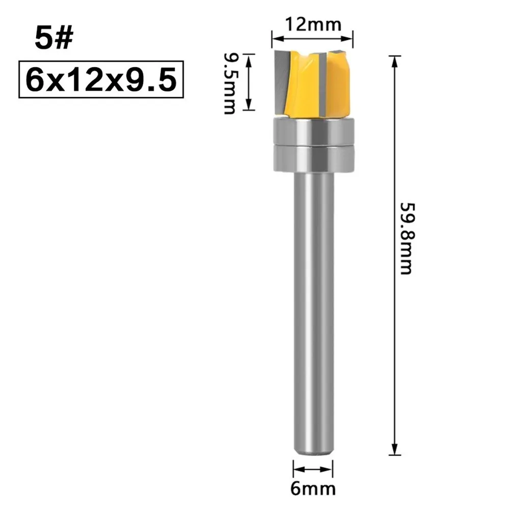 Practical Router Bit 6mm Shank Alloy Steel Bearing Carbide Tipped Cutter Equipment Micro-grain Routing Woodworking