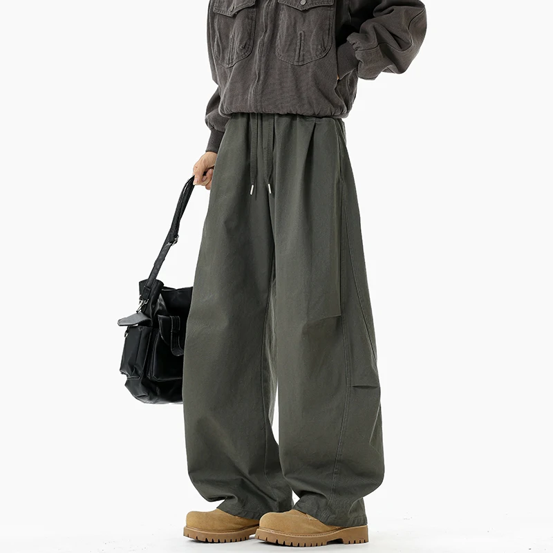

Streetwear Splicing Overalls Men Summer Three-dimensional Tailoring Design Straight Pants Trendy Brand Versatile Casual Trousers