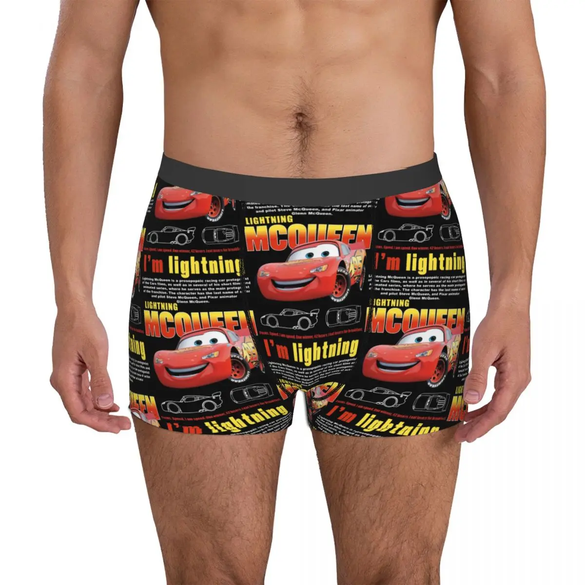 Lightning Mcqueen Cars Galaxy Men Long Underwear Boxer Shorts Panties Sexy Mid Waist Underpants for Male S-XXL