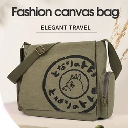 Bolso bandolera de lona Vintage de dibujos animados para mujer, bolso de mano de gran capacidad, bolso de hombro para mujer