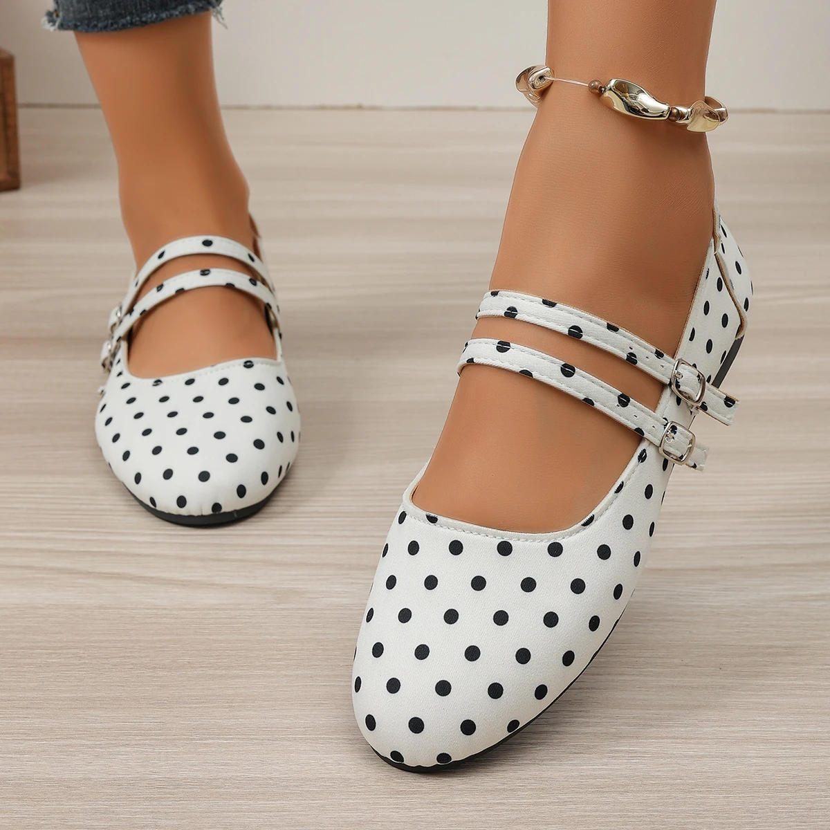 Damen Mary Jane Ballerinas mit doppeltem Riemen, runder Zehenpartie und weicher Sohle, Freizeitschuhe – Detail 18