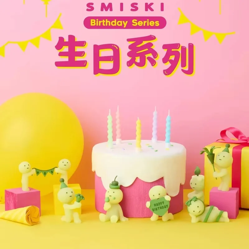 

Новая серия Smiski на день рождения, милая серебристая зеленая кукла, фигурки героев, мультяшная декоративная модель, подарок на Хэллоуин, игрушки