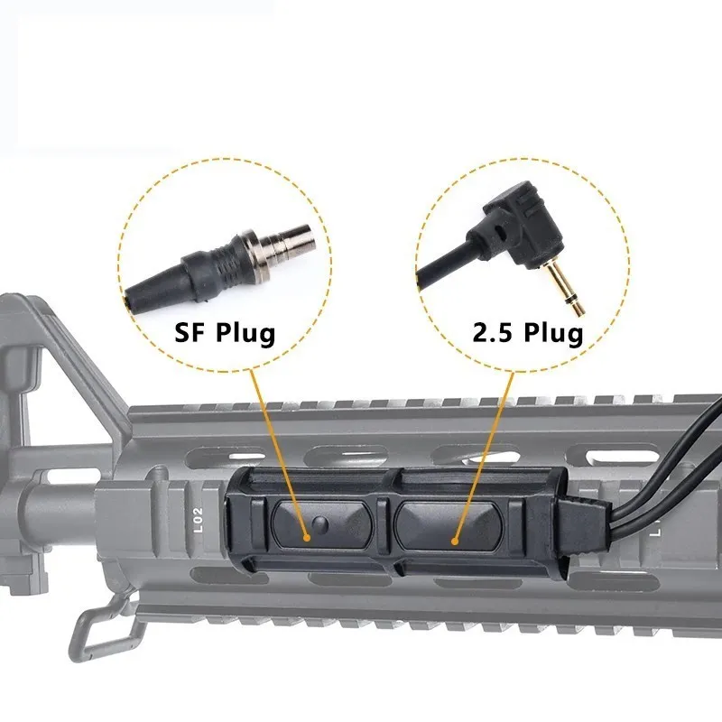 WADSN interruptor de presión Dual remoto, enchufe SF de 2,5mm para PEQ DBAL NGAL M300 M600, linterna táctica, accesorios de caza Airsoft