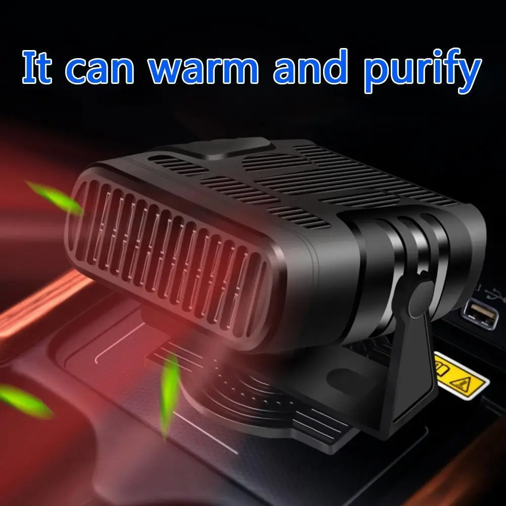 12V/24V Portable Car Heater Heating Cooling Fan Window Defroster Demister 2 in 1 Anti-Fog Automobile Heater 360 Degree Rotating