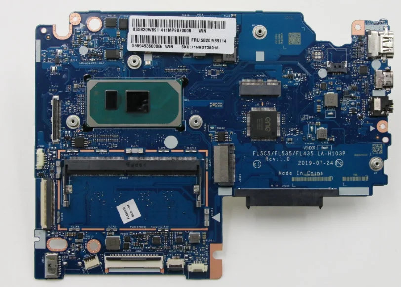 Placa-mãe portátil para Lenovo IdeaPad, S340-15IIL, S340-14IIL, LA-H103P,, Número modelo, CPU, I3, I5, I7, RAM, 4G, 100% teste