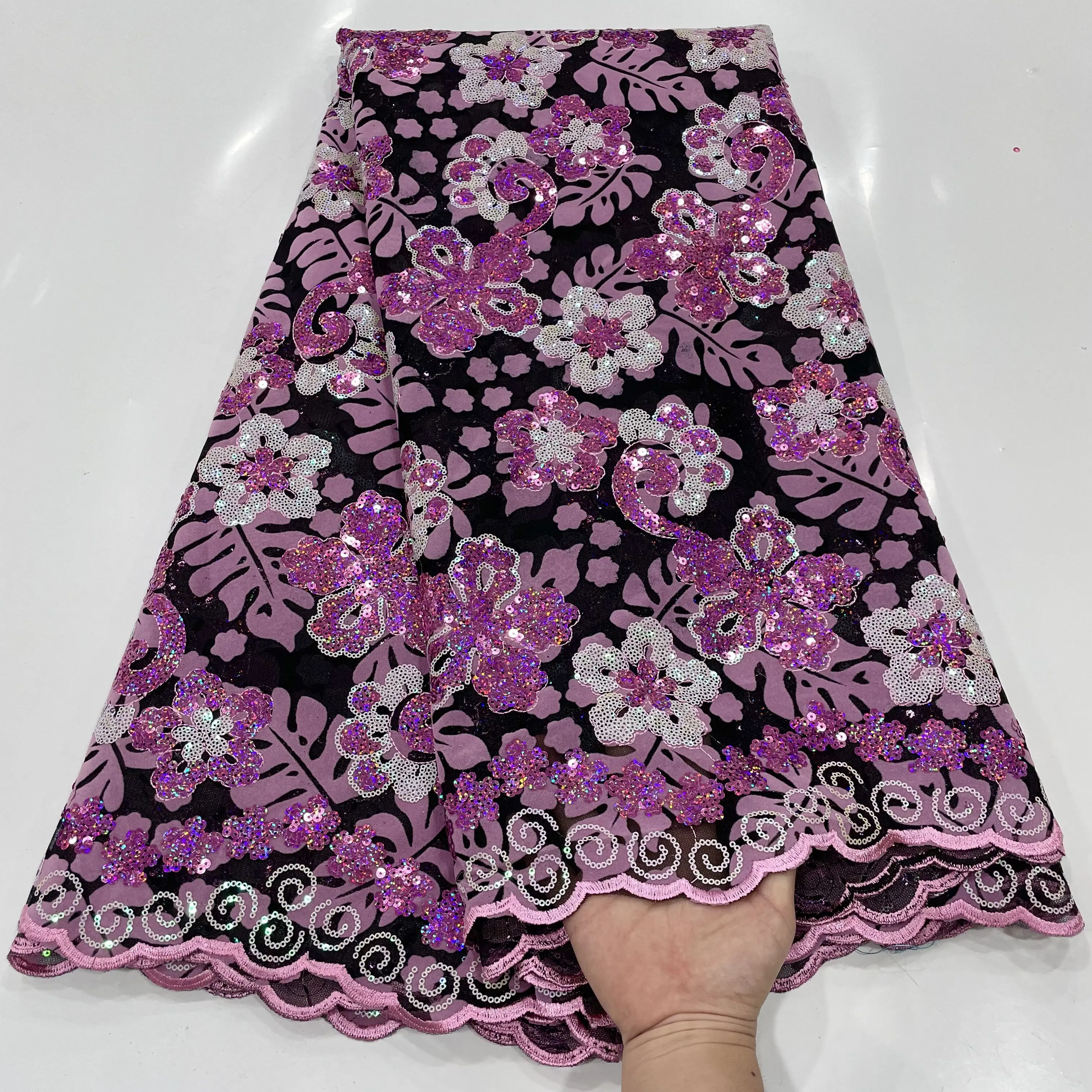 African Flocking Velvet Lace F - Sewing Velvet Fabric 评论和价格