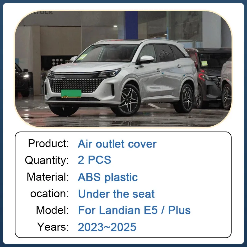 For DFSK Landian E5 NEV Accessories Plus 2023 ~2025 Air Outlet Cover Rear Under Seat Conditioner Vent Grilles Car Exhaust ABS