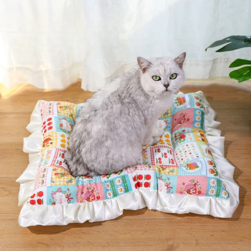 Pet Cat Mattress Seasonal Universal Dog Nest Floor Mat Cat Nest Sleep Mat Double Sided Printed Floor Mat Pet Supplies Cat Beds