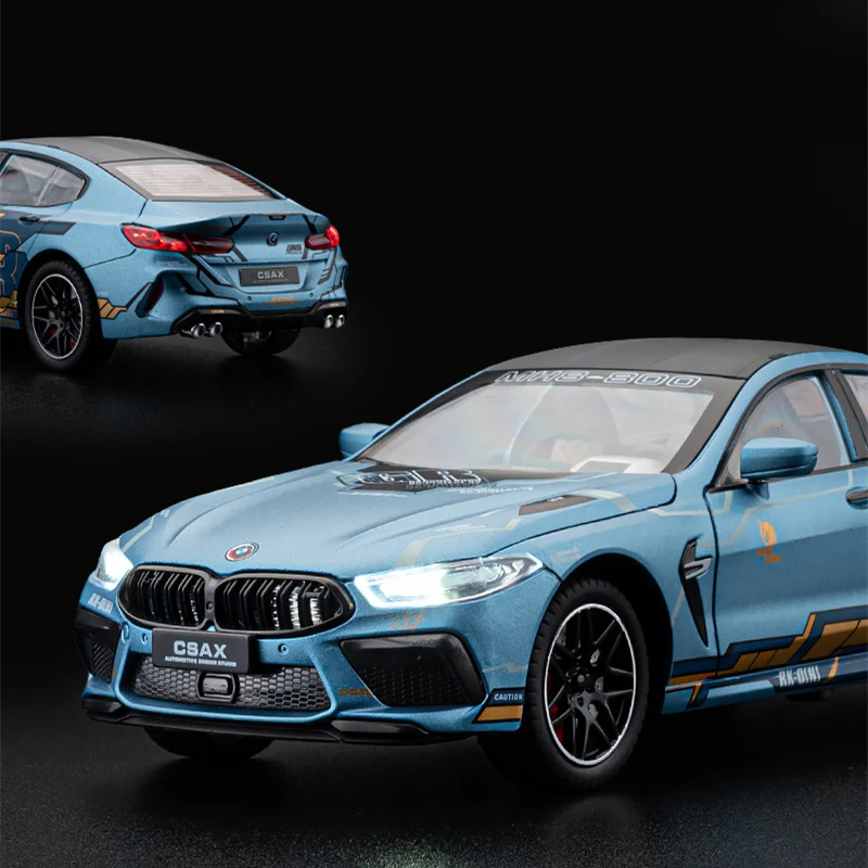 1:24 M8 MANHART MH8 800 Alloy Sports Car Model Diecasts Metal Racing Car Vehicles Model Simulation Sound and Light Kids Toy Gift