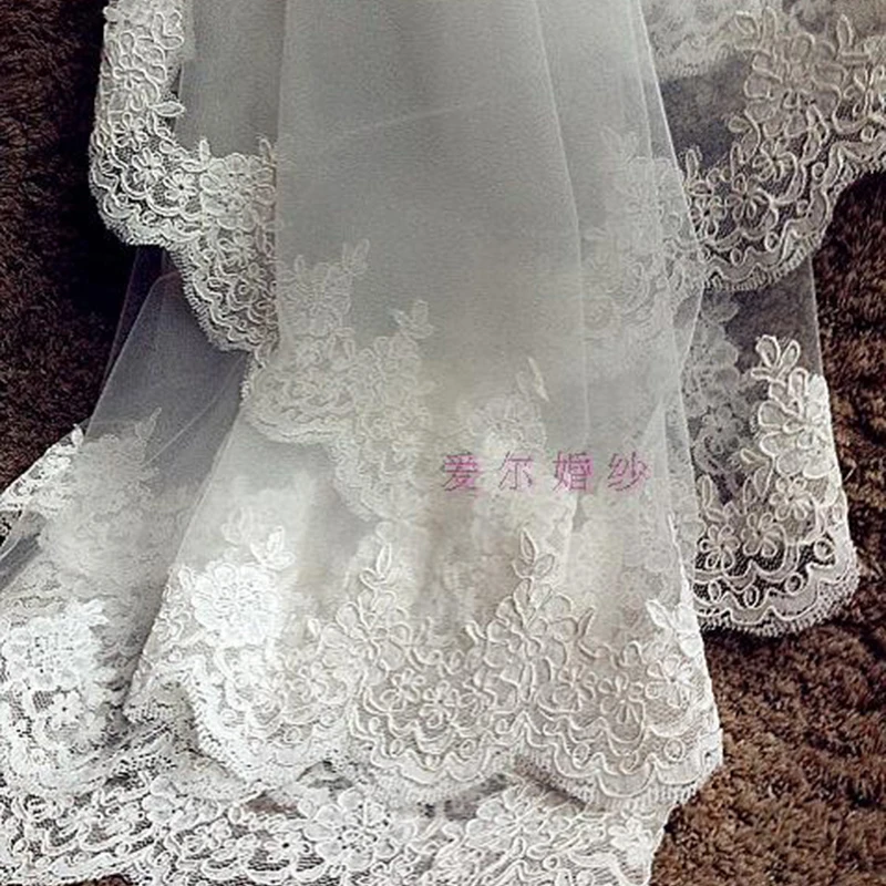 Weiß elfenbein Hochzeit Zubehör Spitze 3M Kathedrale Länge Weiß Braut Schleier Spitze Mantilla