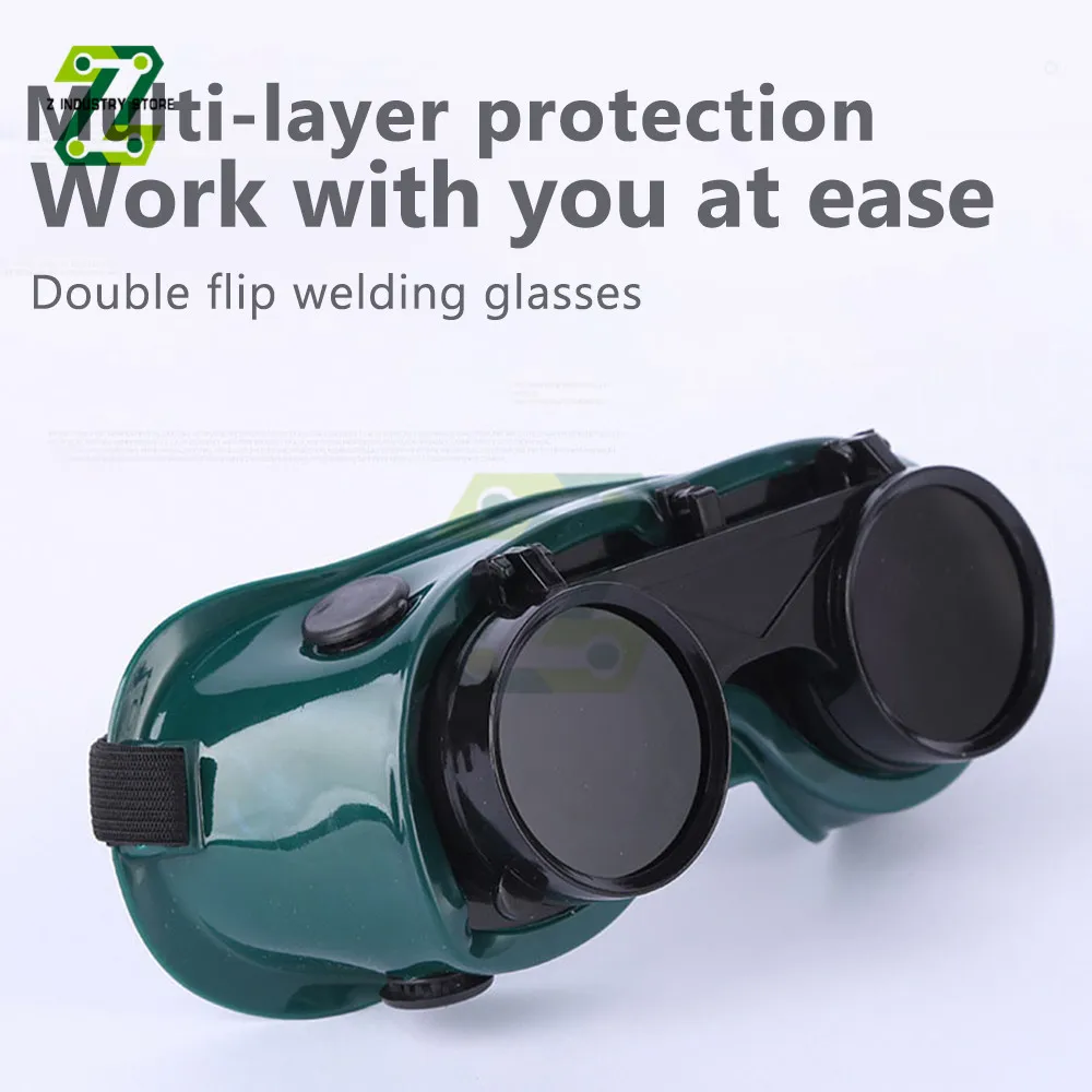 Double Flip Welding Glasses Cutting Welders Glasses Lenses Portable Safety Protective Cutting Grinding Glasses for Workplace